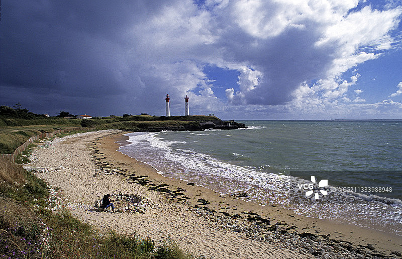 法兰西岛海滩和灯塔背景图片素材