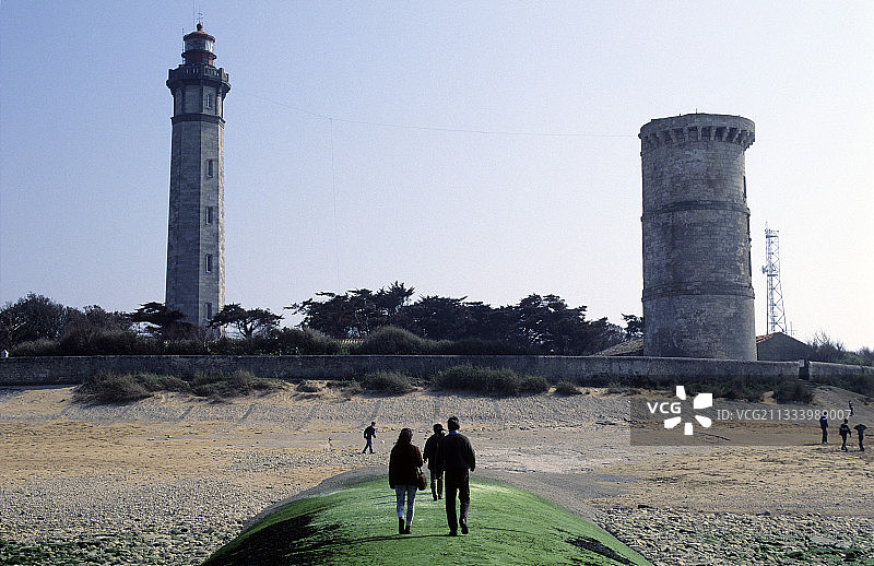 法国雷岛上的鲸鱼灯塔图片素材