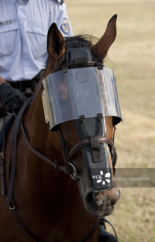 戴着面罩的法国骑警图片素材