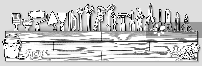 卡通涂鸦手绘家居维修图片素材