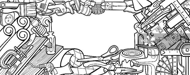 卡通涂鸦趣味手绘维修工具图片素材