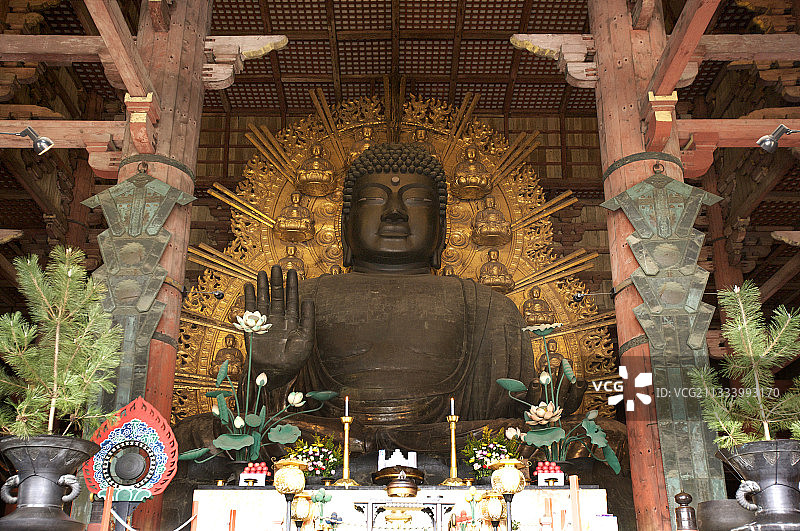 日本东大寺大佛殿佛像图片素材