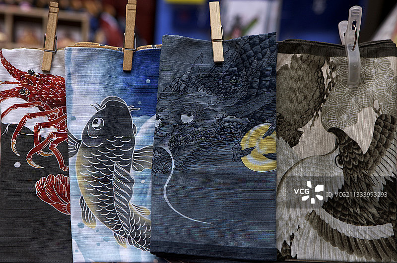 出售给游客的日本东京印花面料图片素材