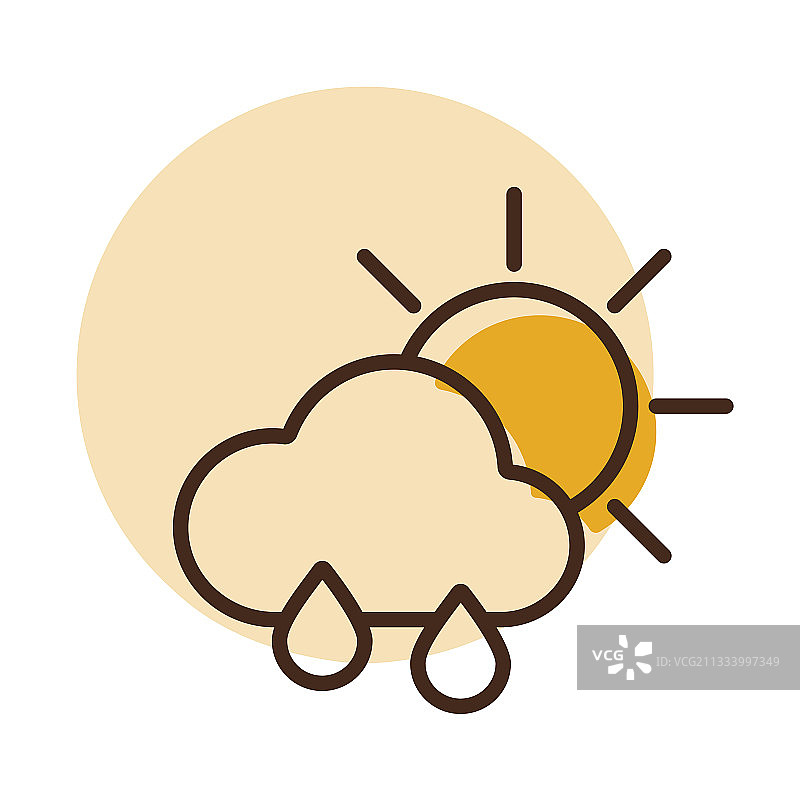 阳光、雨云和雨滴图标图片素材