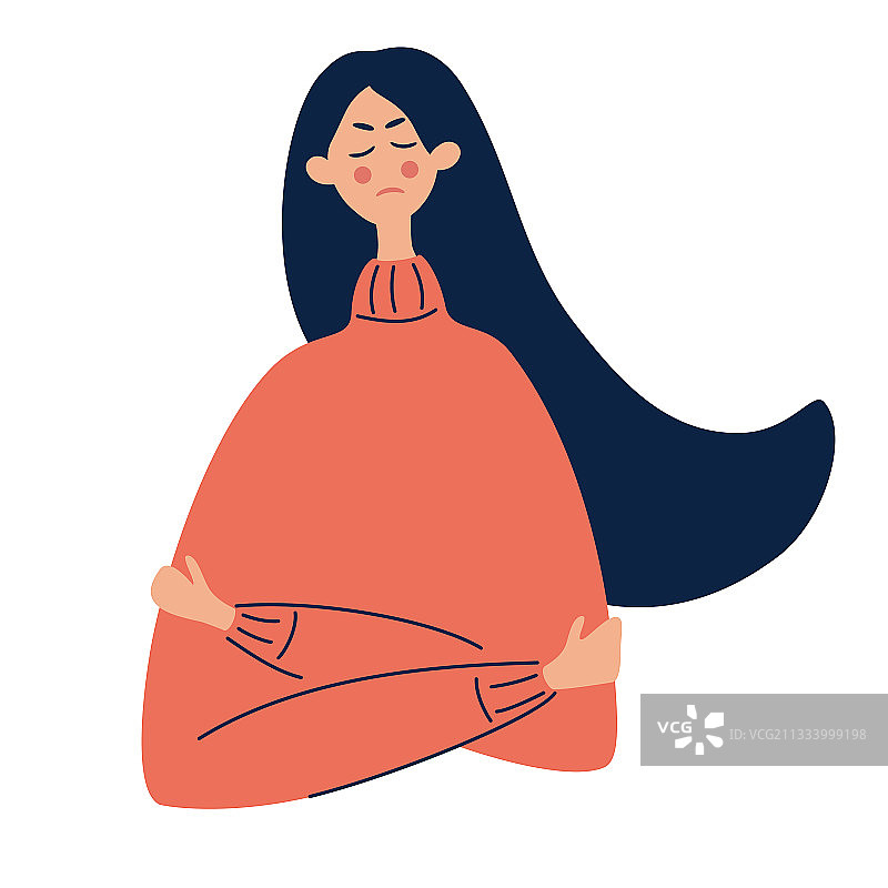 可爱卡通愤怒女孩的负面情绪图片素材