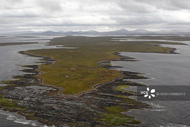 福克兰群岛卵石岛鸟瞰图图片素材