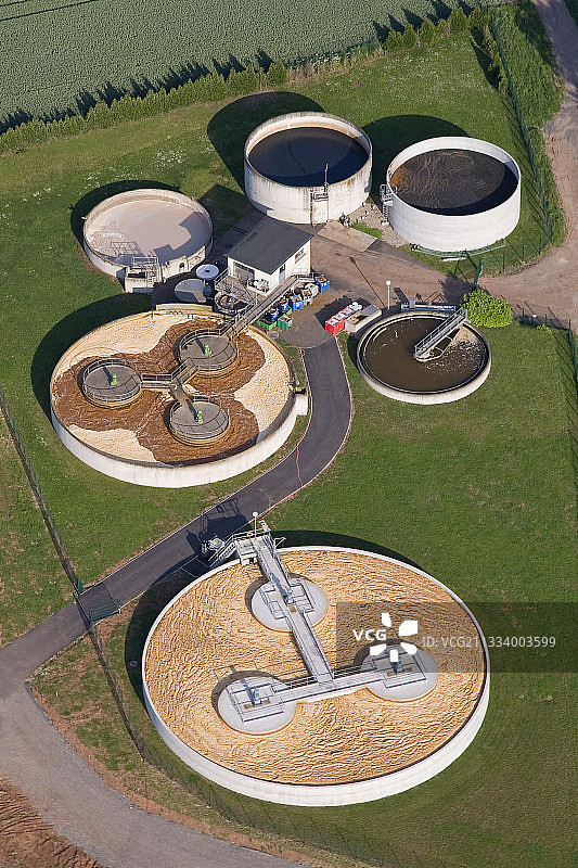 法国洛林污水处理厂航拍图片素材