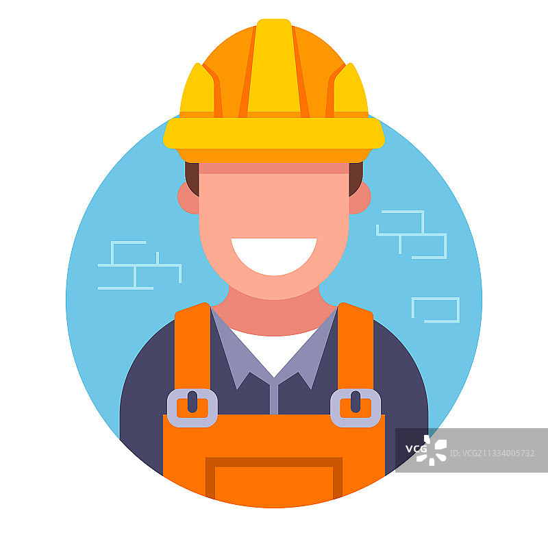 戴安全帽的可爱建筑工人图标图片素材