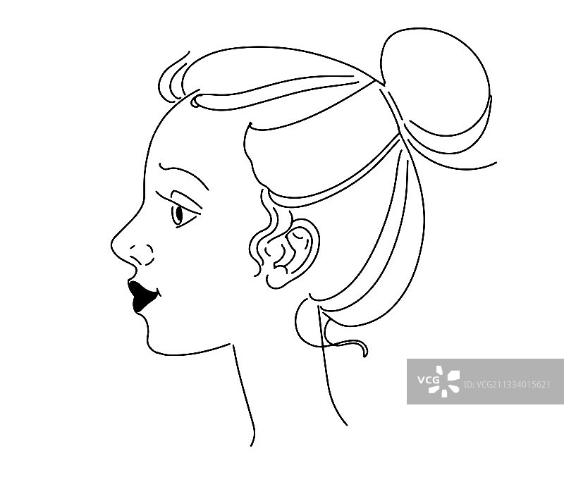 年轻人的手绘侧面肖像图片素材