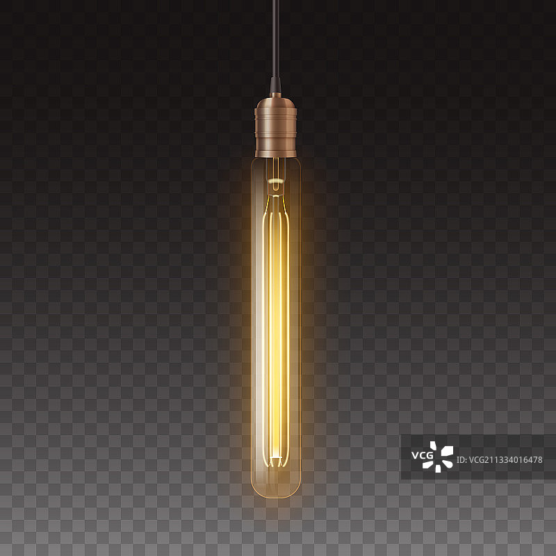 悬挂在电线上的逼真发光灯图片素材