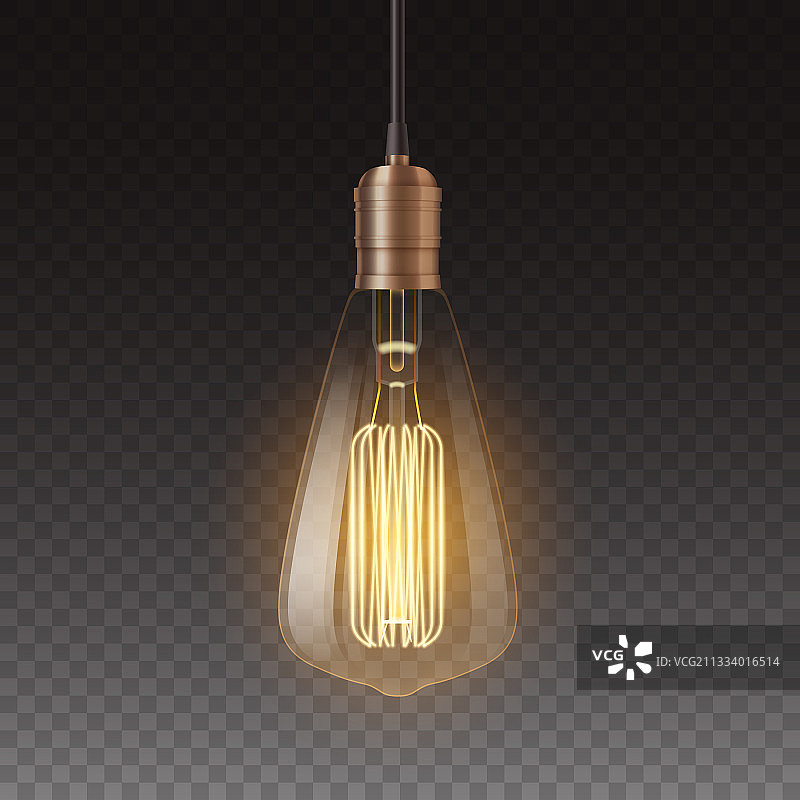 逼真的复古灯泡悬挂灯图片素材