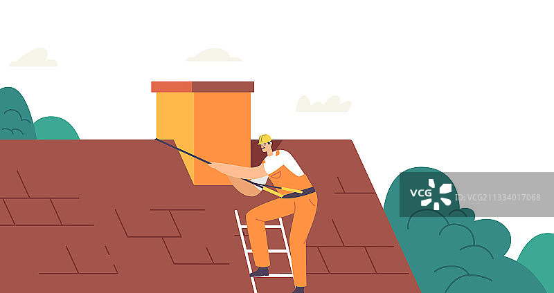 带有攀登设备的工人角色图片素材