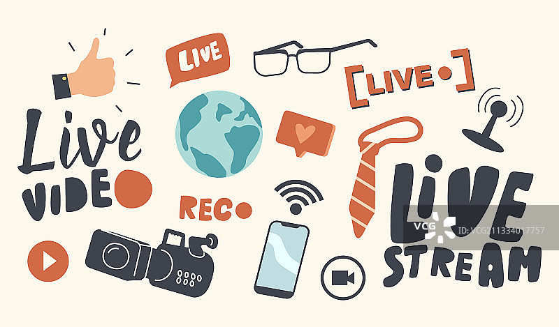 地球直播视频流主题图标合集图片素材
