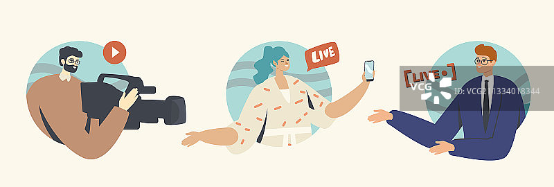 带有摄像师的直播概念图片素材