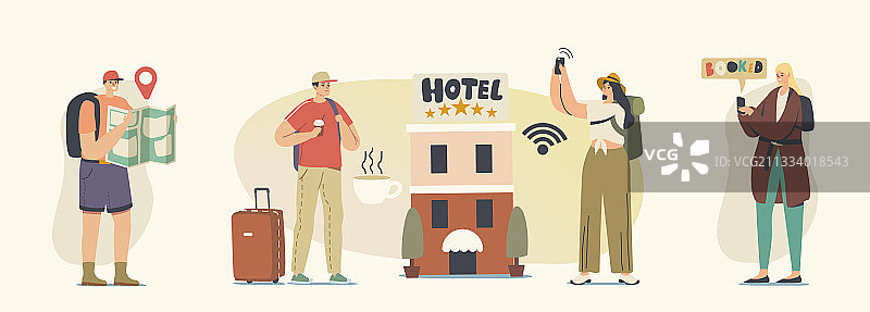 年轻人在五星级酒店办理入住图片素材