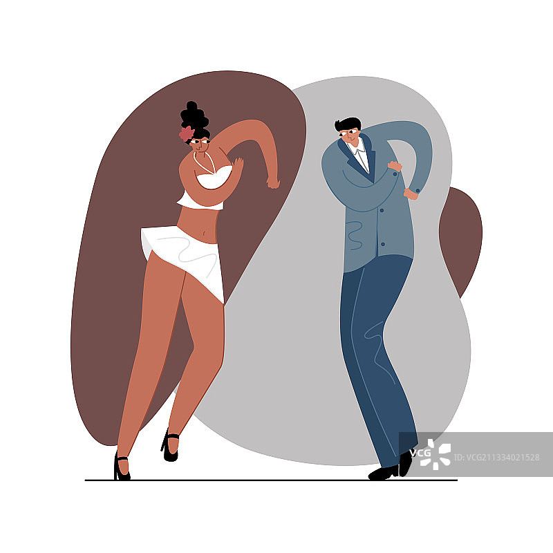 扁平风格的跳舞情侣图片图片素材