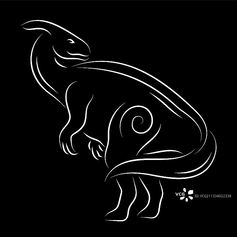 白色线性手绘恐龙图片素材