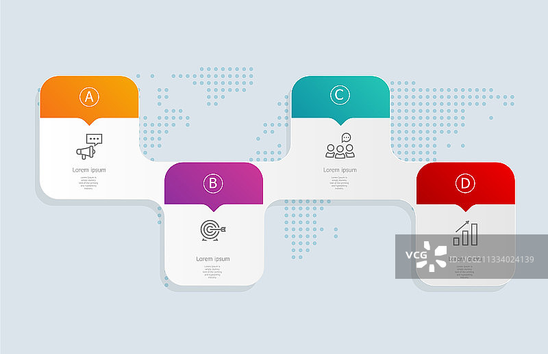 抽象横向时间轴信息图表4个步骤图片素材
