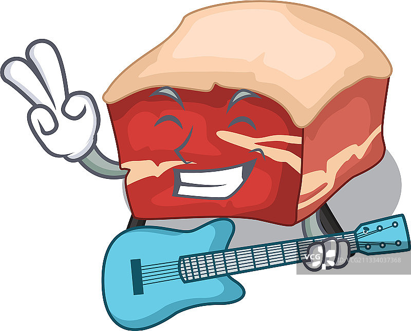 五花肉音乐家卡通设计弹吉他图片素材