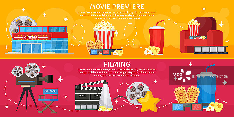 彩色电影院横幅图片素材