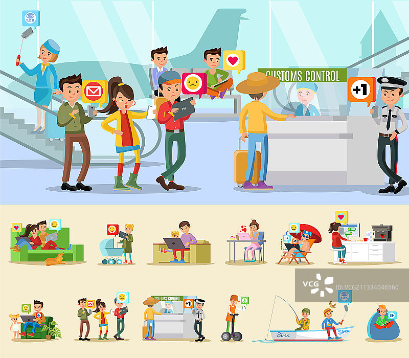 彩色社交网络概念图片素材