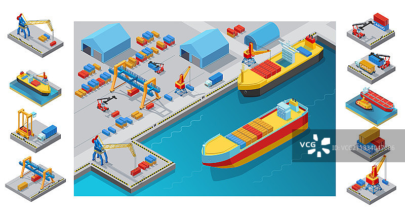 2.5D海港模版图片素材