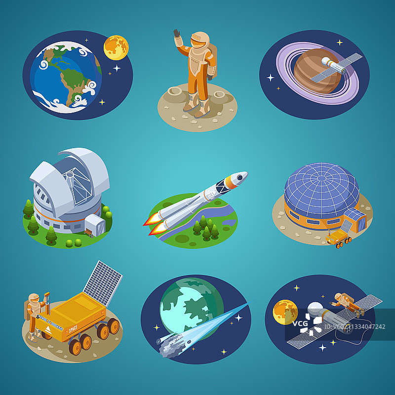 2.5D太空元素组合图片素材