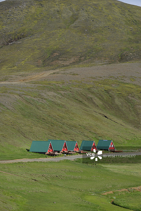 冰岛凯尔林加加山小木屋图片素材