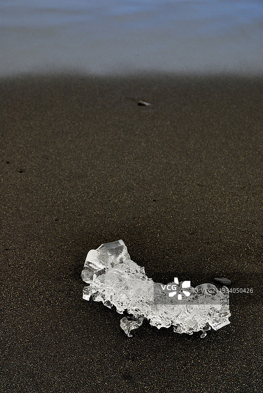 搁浅在冰岛海滩上的冰图片素材