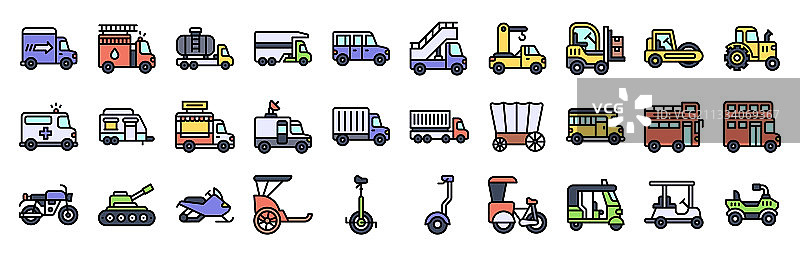 交通运输相关图标集2填充样式图片素材