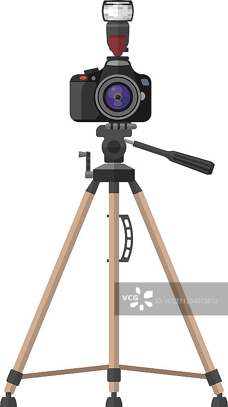 带变焦镜头和闪光灯的相机图片素材