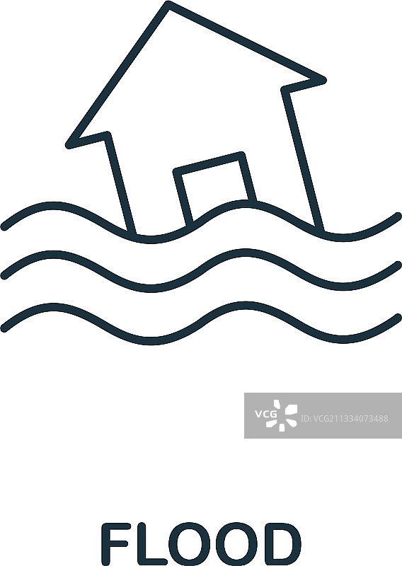 自然灾害中的洪水简易元素图标图片素材