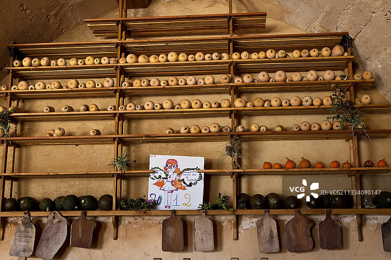 法国“阿曼尼斯”南瓜的储存图片素材