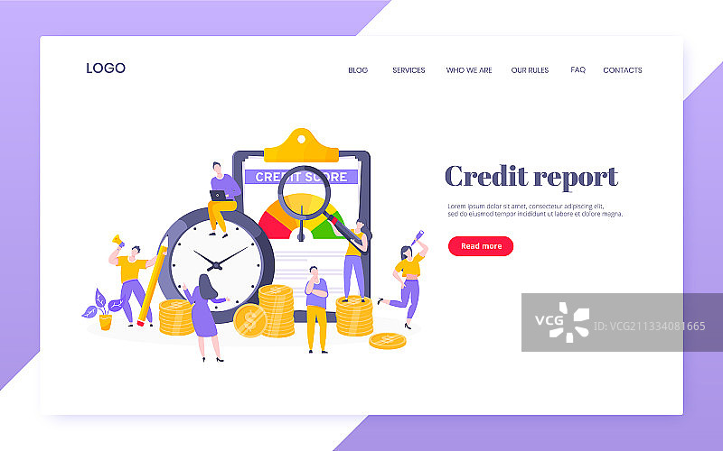 带有箭头仪表车速表的信用评分报告图片素材