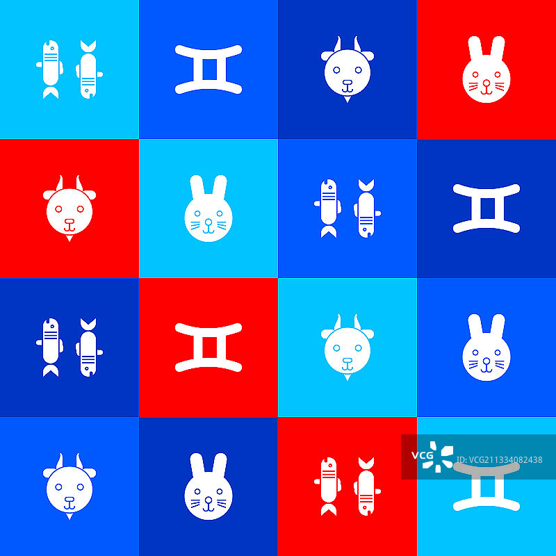 双鱼座双子座白羊座兔子图标素材图片素材