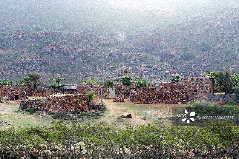 索科特拉岛山中的村庄图片素材