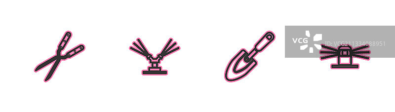 园艺手工剪刀铲子园艺工具合集图片素材