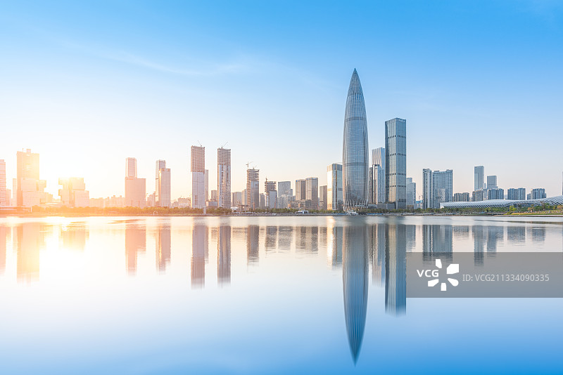 深圳后海人才公园日落时分天际线图片素材