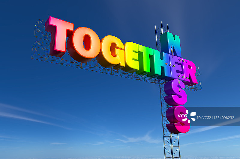 数字生成的多彩团结标志图像图片素材