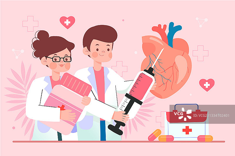 治疗心脏相关疾病矢量插画图片素材