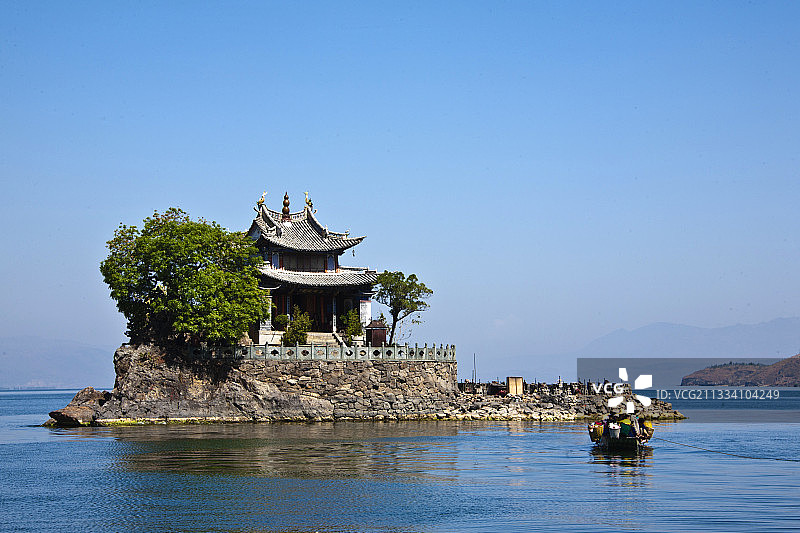 中国云南洱海的岛屿图片素材