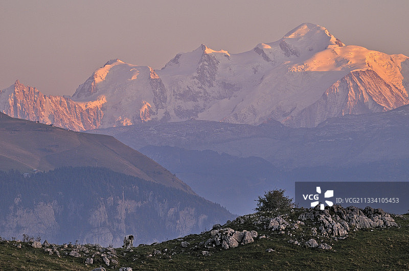 法国勃朗峰的日落图片素材