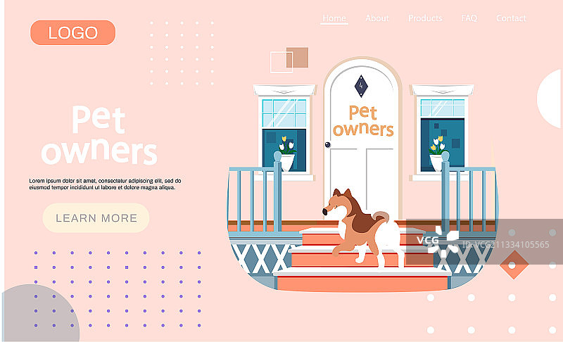 宠物主人落地页模板，狗站立图片素材