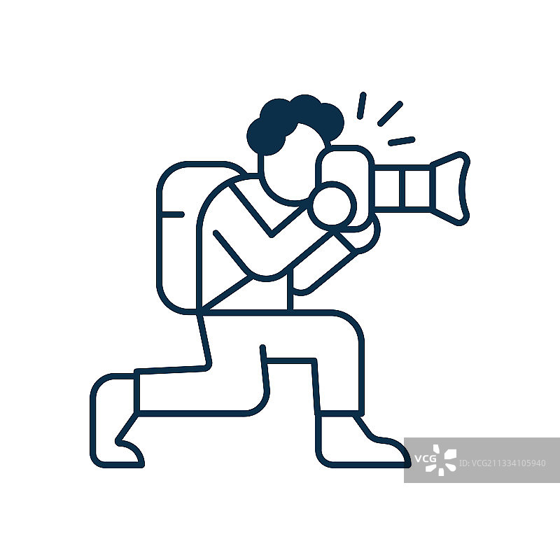 狗仔摄影师线性艺术图标图片素材