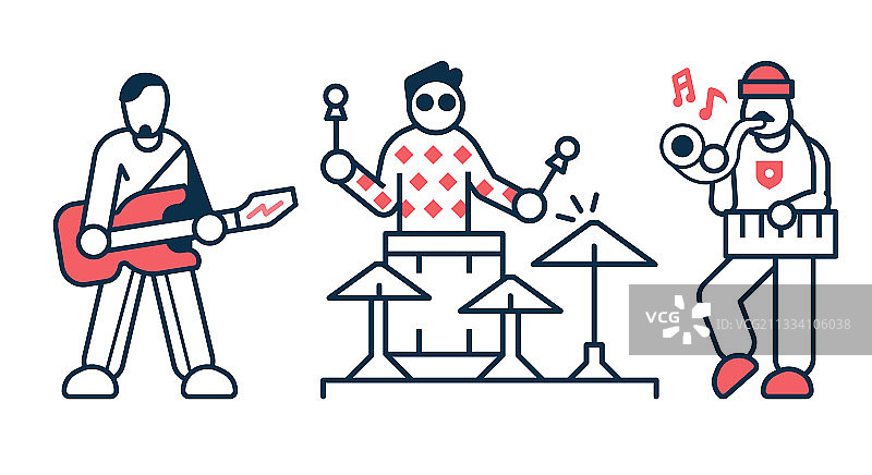 线条艺术中的摇滚乐队艺术家图标图片素材