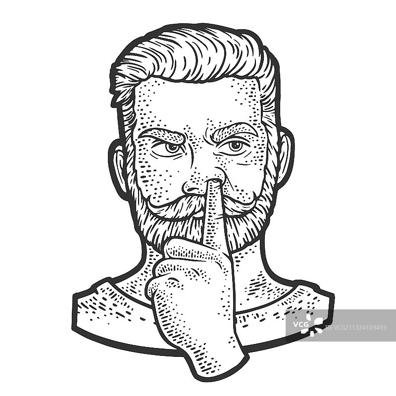 男人挖鼻孔素描图片素材