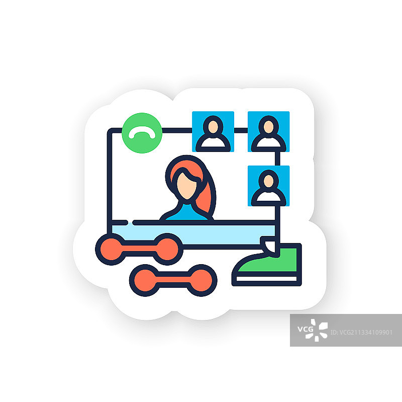 线上健身课程彩色贴纸图片素材