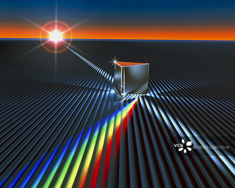 棱镜将光线分成不同的颜色图片素材