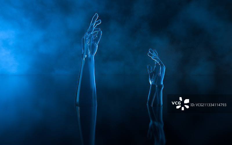 烟雾背景下的手臂模型 3D渲染图片素材