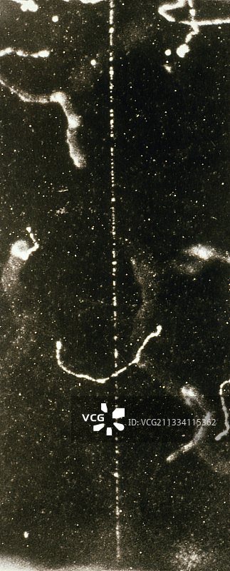 快速β射线在云室中的径迹图片素材